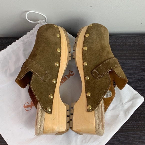 See by Chloé Vivienne Clog Mule in Khaki Suede EU 38 - Picture 3 of 10